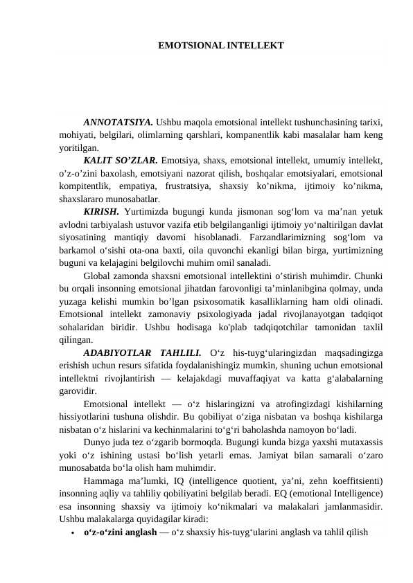 EMOTSIONAL INTELLEKT