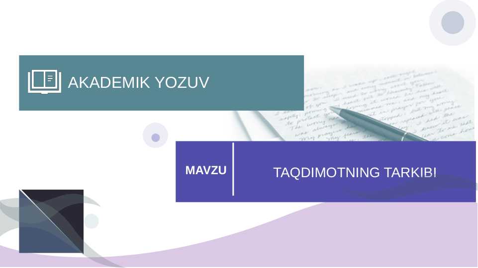 TAQDIMOTNING TARKIBI.