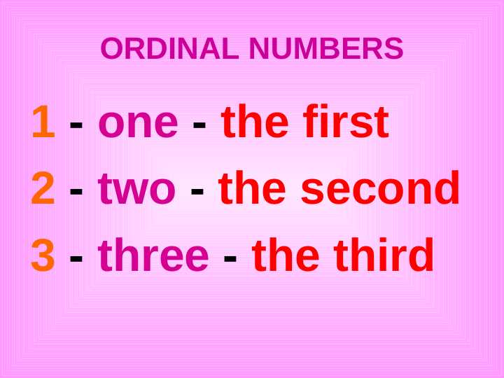 ordinal numbers