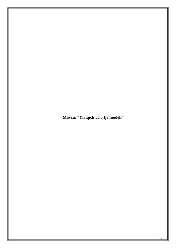 Yirtqich va o‘lja modeli