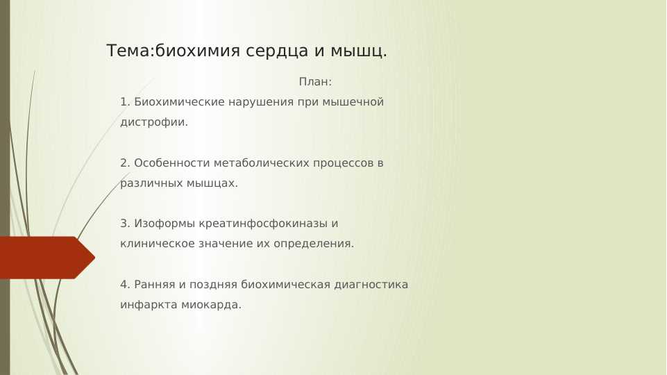 биохимия сердца и мышц.