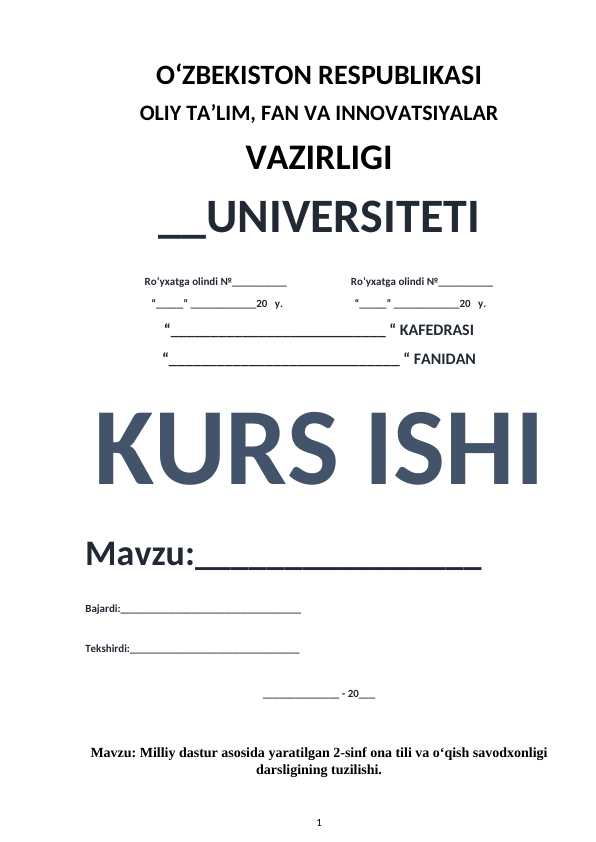 Milliy dastur asosida yaratilgan 2-sinf ona tili va o‘qish savodxonligi darsligining tuzilishi