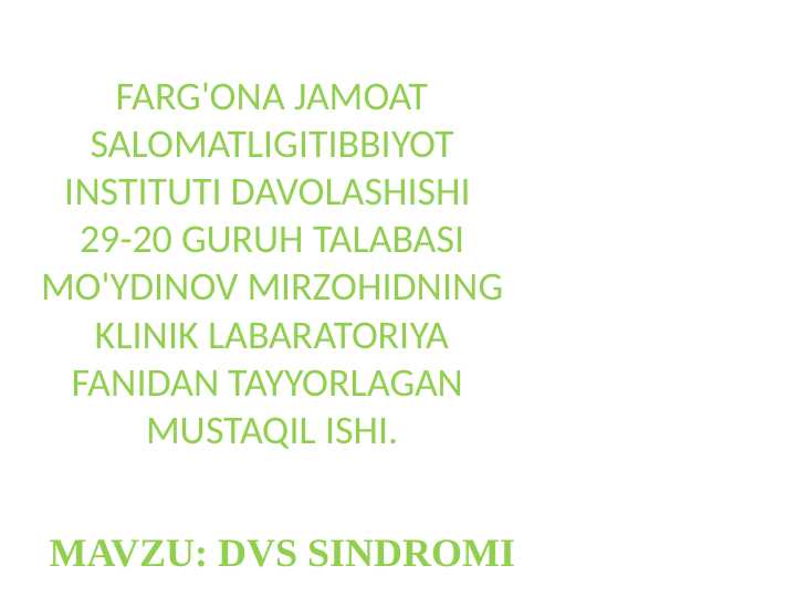 DVS SINDROMI