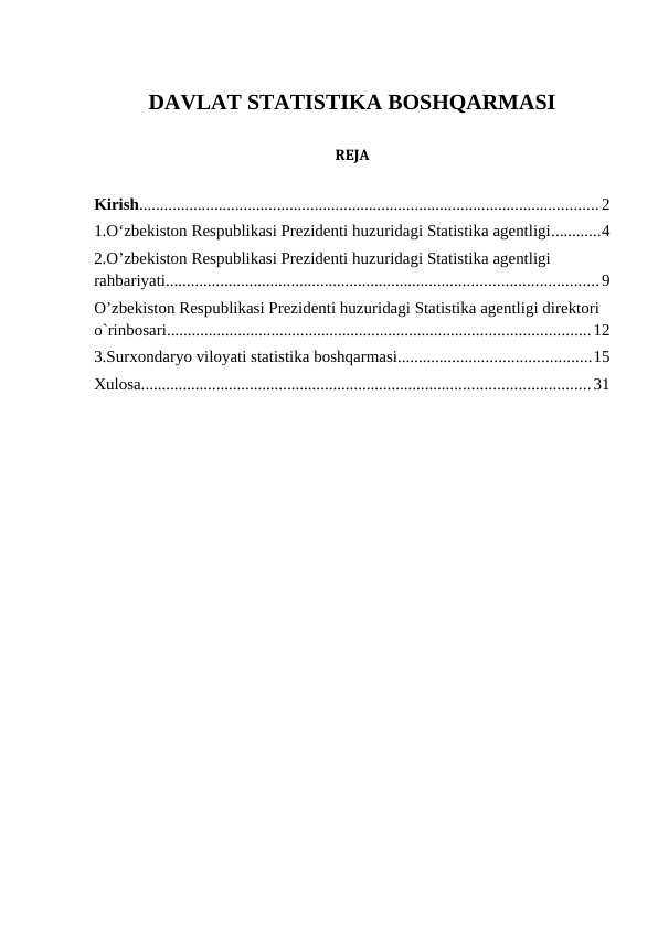 DAVLAT STATISTIKA BOSHQARMASI