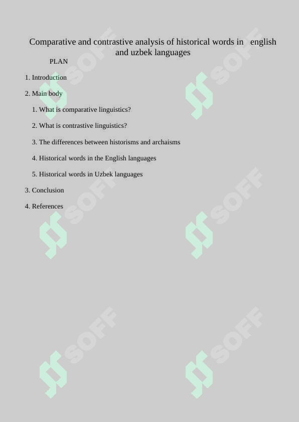 Comparative and contrastive analysis of historical words in english and ...