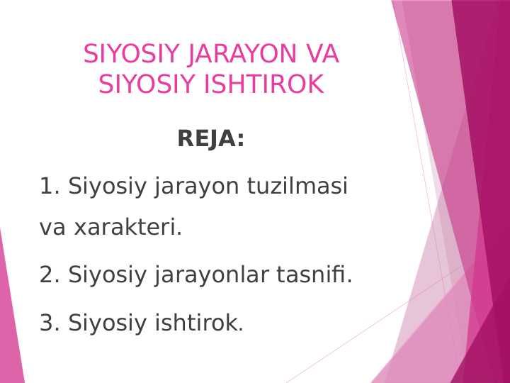SIYOSIY JARAYON VA SIYOSIY ISHTIROK