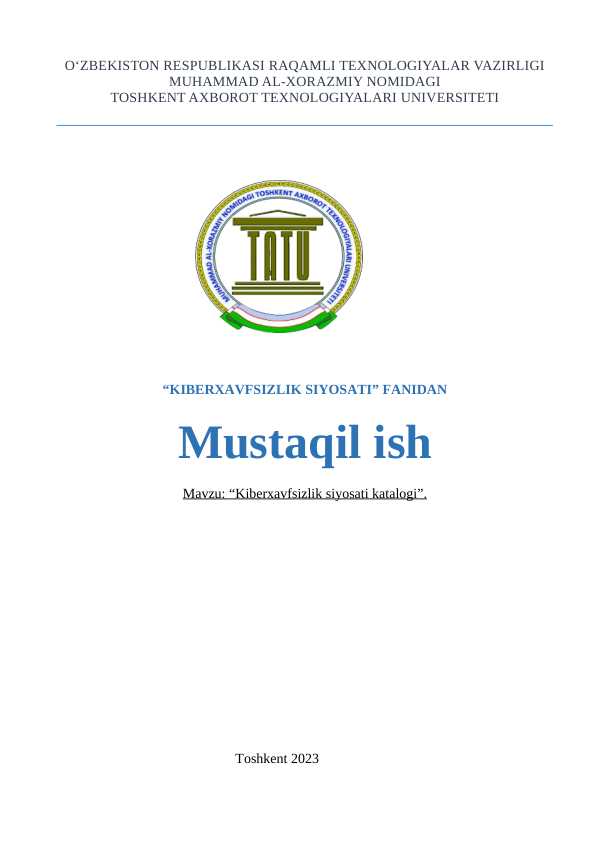 Kiberxavfsizlik siyosati katalogi