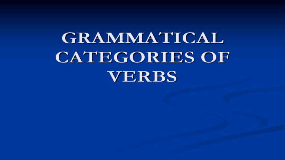 Grammatical categories of verbs