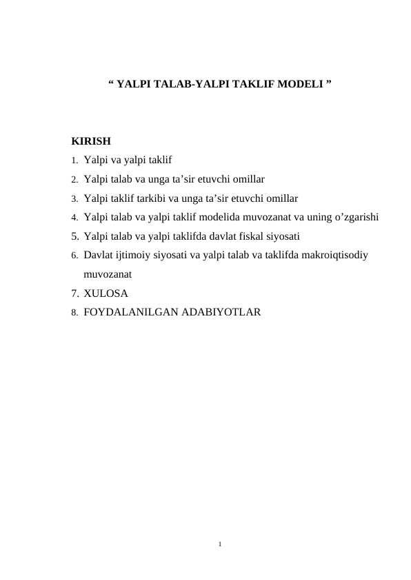YALPI TALAB-YALPI TAKLIF MODELI
