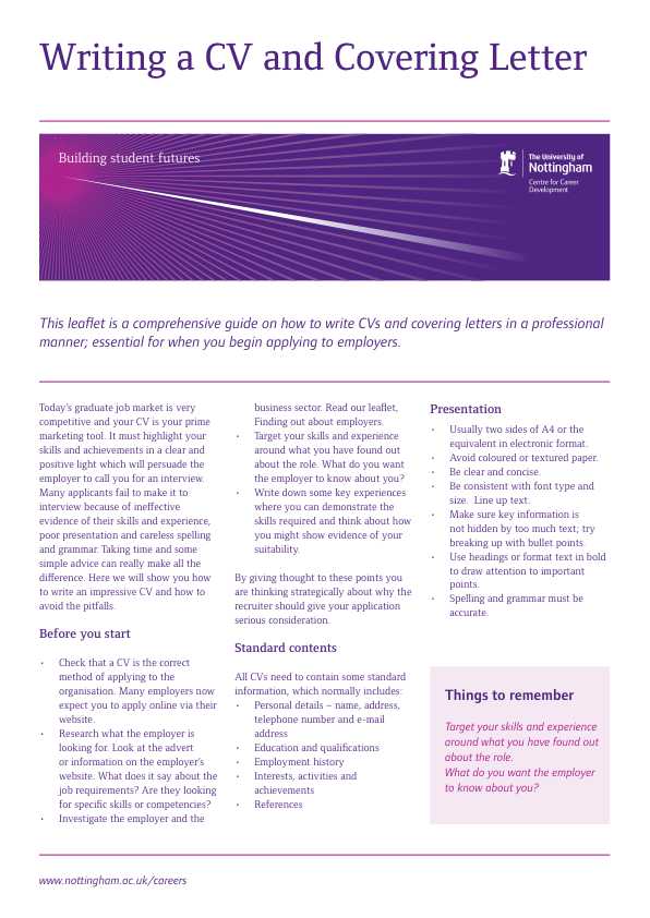 Writing a CV and Covering Letter