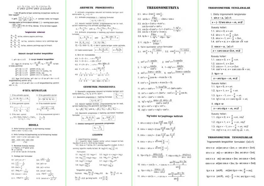 Matematika formula kitobchasi