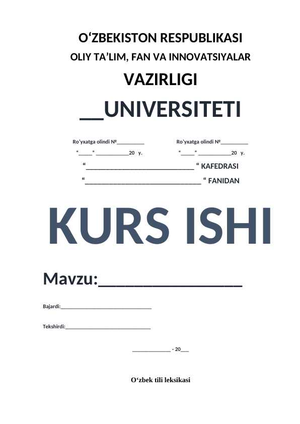 O‘zbek tili leksikasi