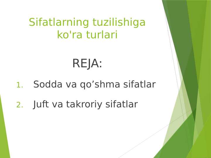 Sifatlarning tuzilishiga ko'ra turlari