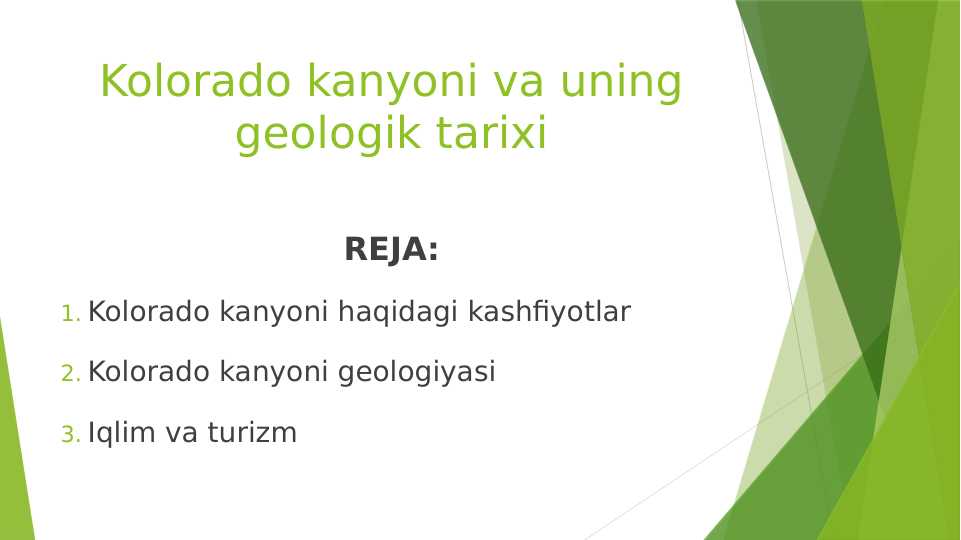 Kolorado kanyoni va uning geologik tarixi