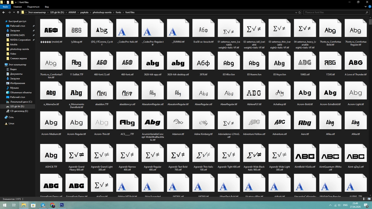 fonts, shriftlar 3973 ta