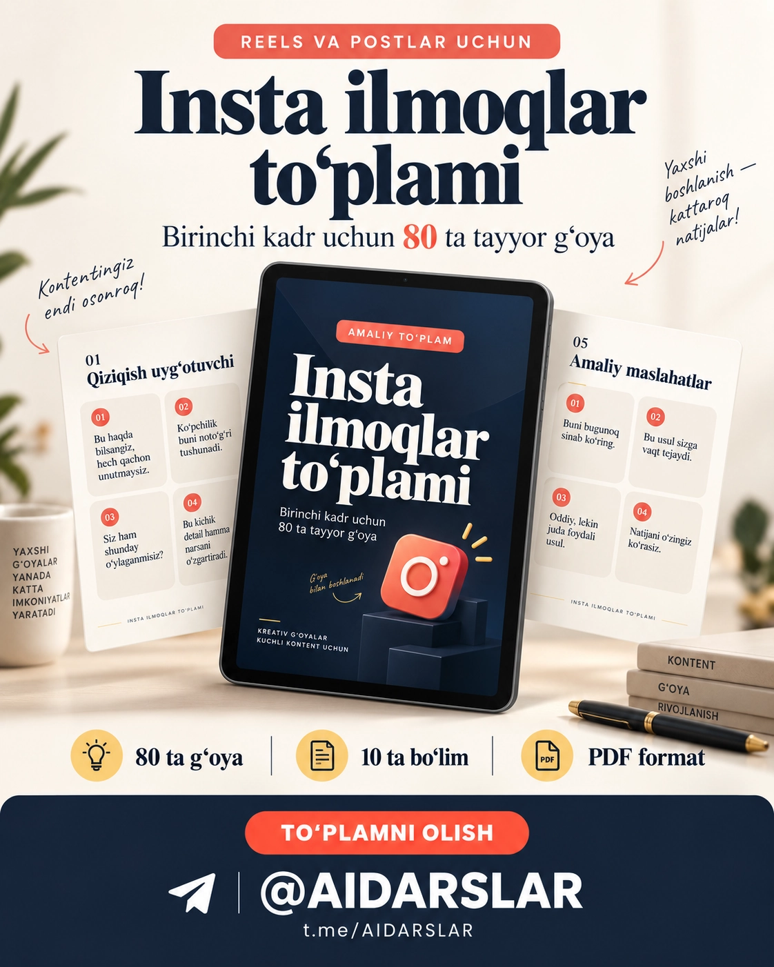 Insta ilmoqlar to'plami (Instagram uchun HOOK lar)
