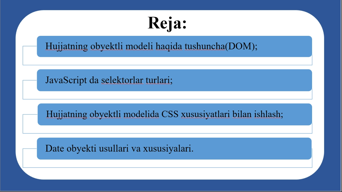 JavaScript brauzer va Web-hujjat obyektlari modeli bilan ishlash