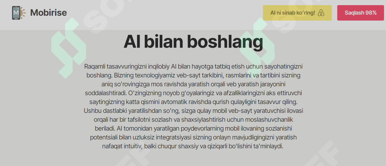 Mobirise | Web sayt yaratuvchi