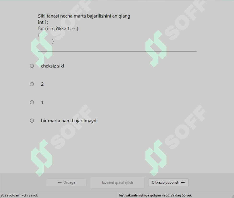 Dasturlash yakuniy baza quizlari bilan | TATU