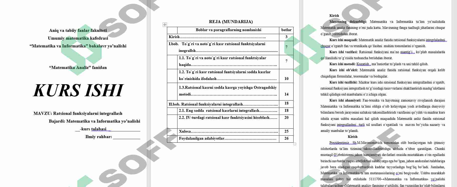Ratsional funksiyalarni integrallash