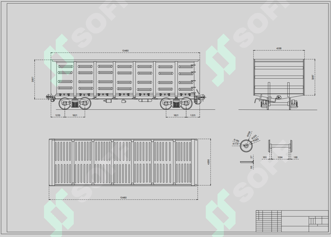 poyezd vagon chizmasi AUTOCAD DWG, PDF formatda