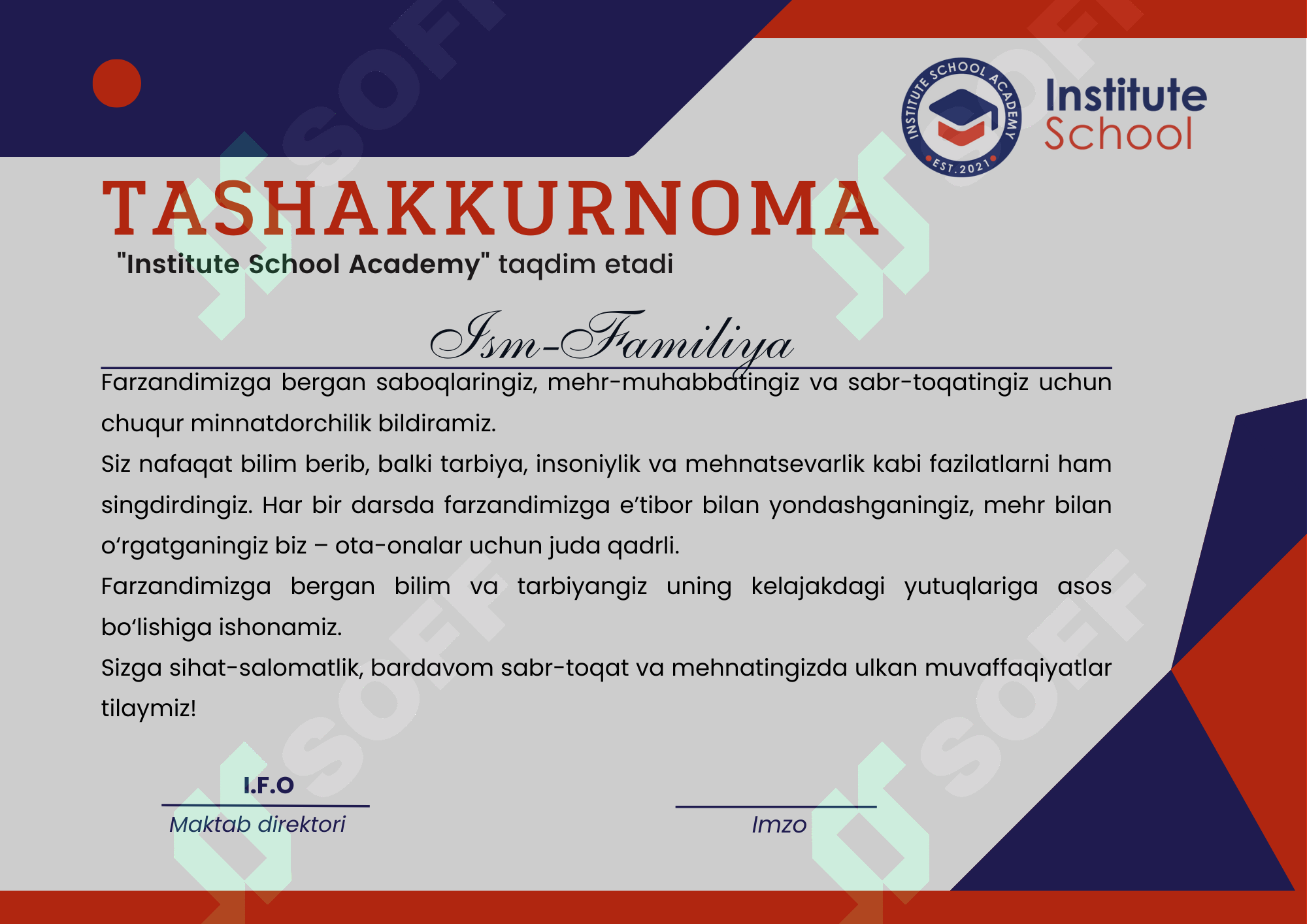 Tashkkaurnoma ota-onaga