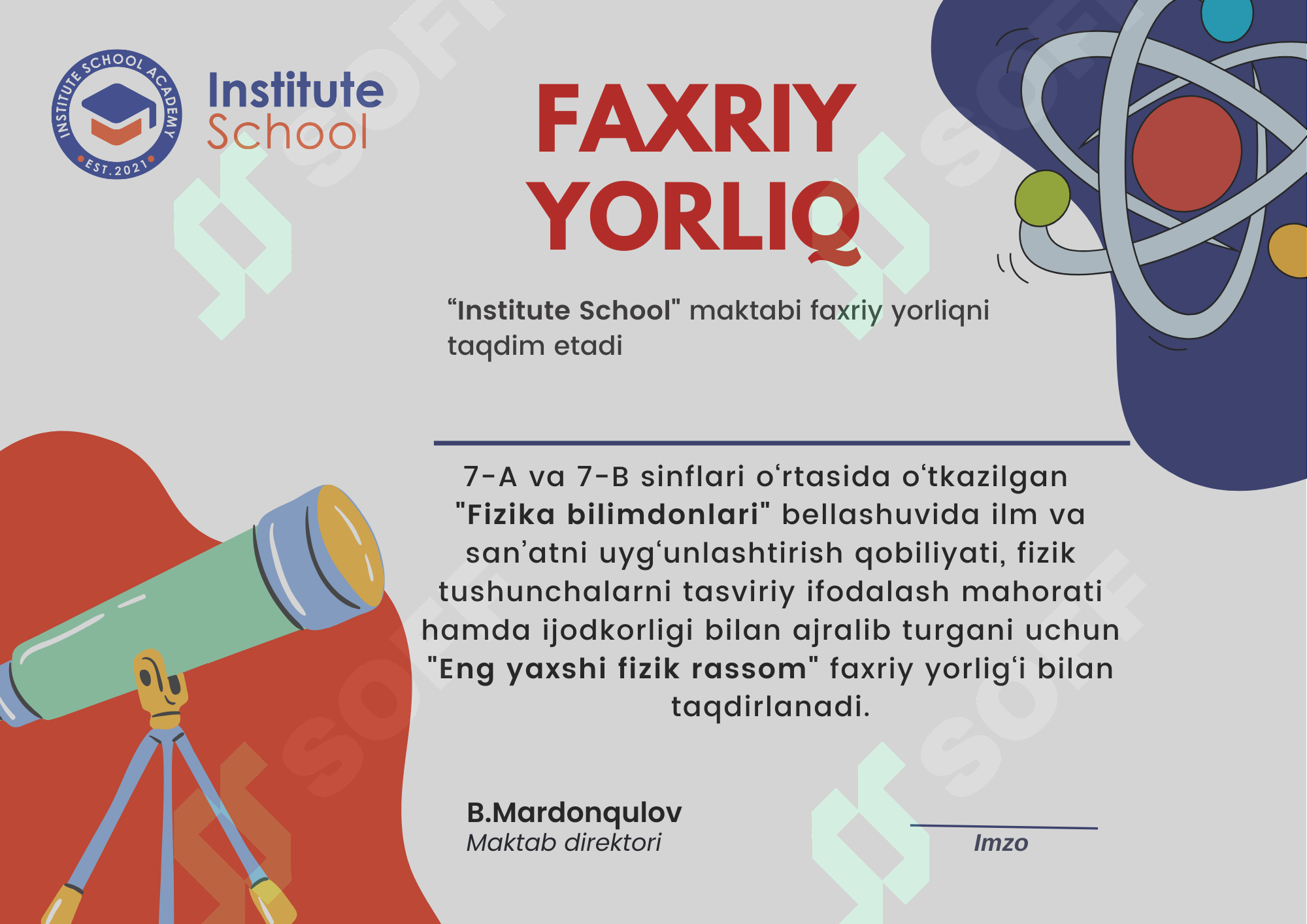 Faxriy yorliq | Fizika