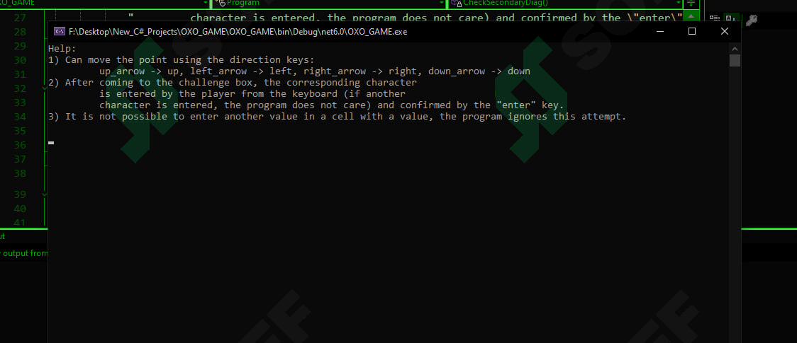 C# console da OXO o'yini