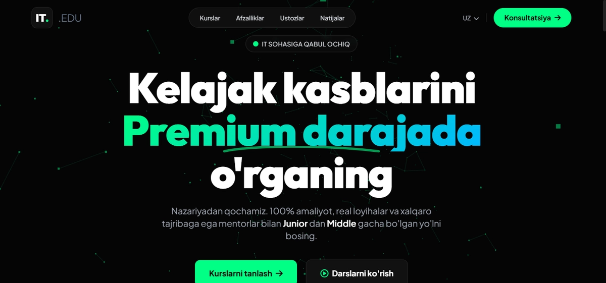 IT Academy Landing Page web-sayt shabloni