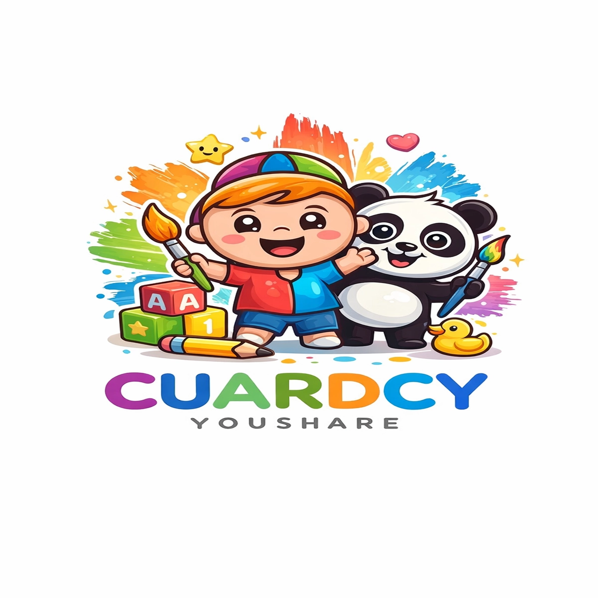 Cute Kids Panda Cartoon Logo