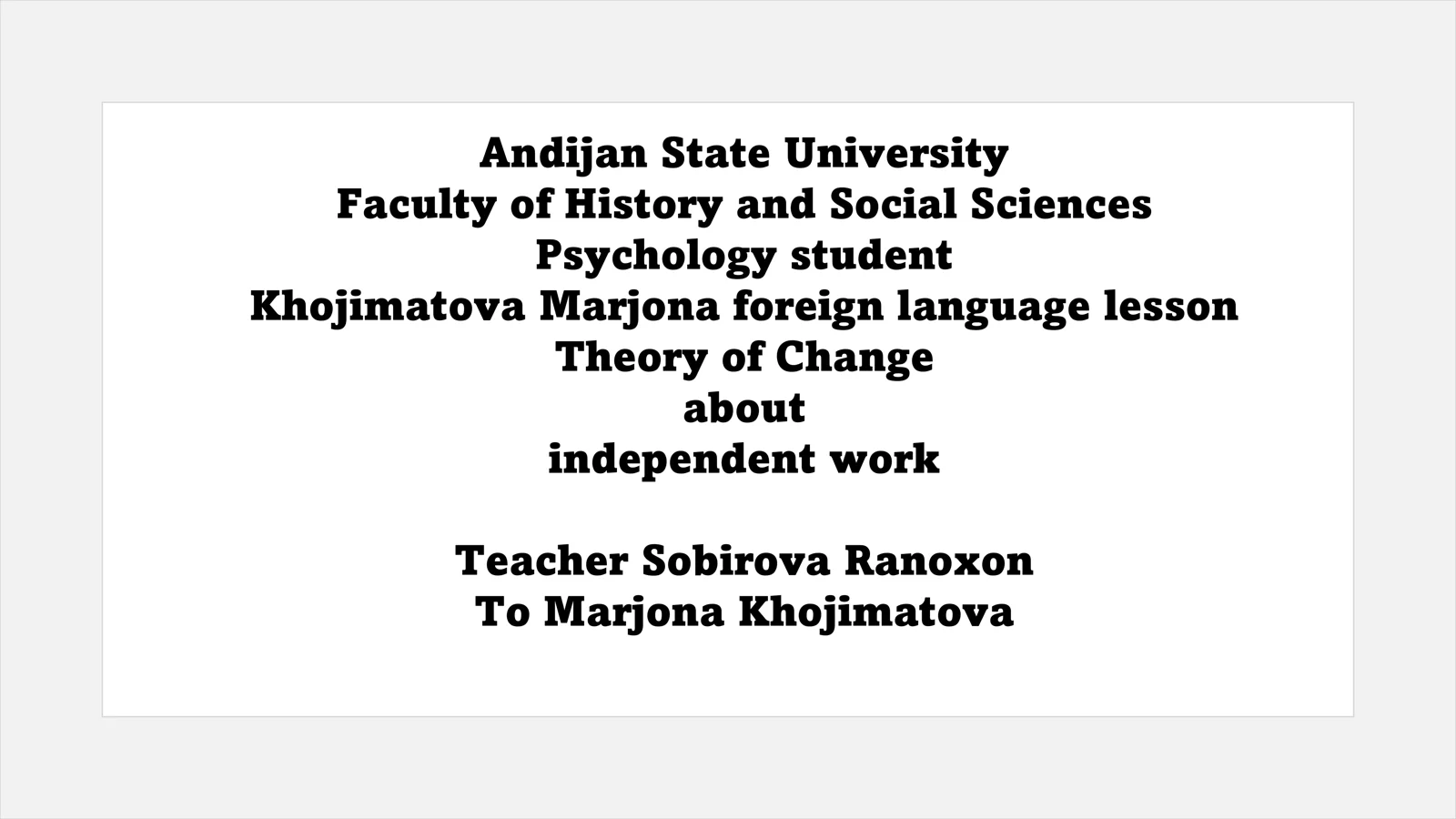 Khojimatova Marjona foreign language lesson