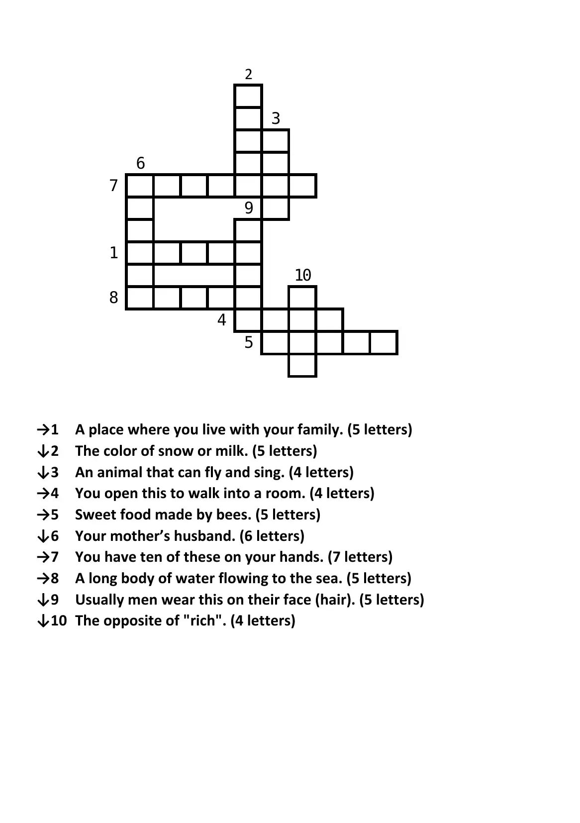 "Crossword" English Easy Level №9