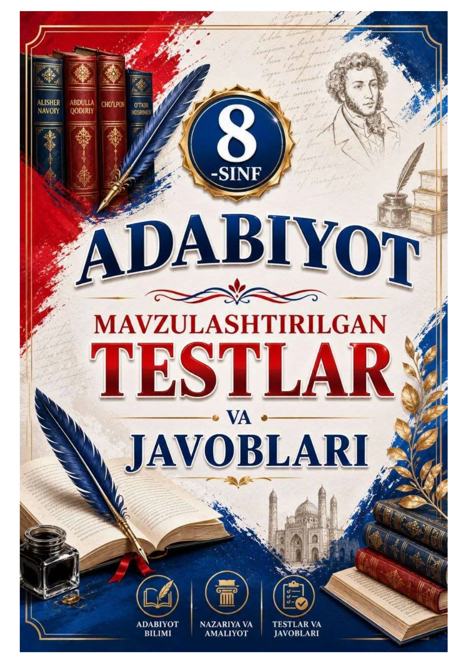 8-SINF ADABIYOT  MAVZULASHTIRILGAN TESTLAR TO'PLAMI 2026 YIL