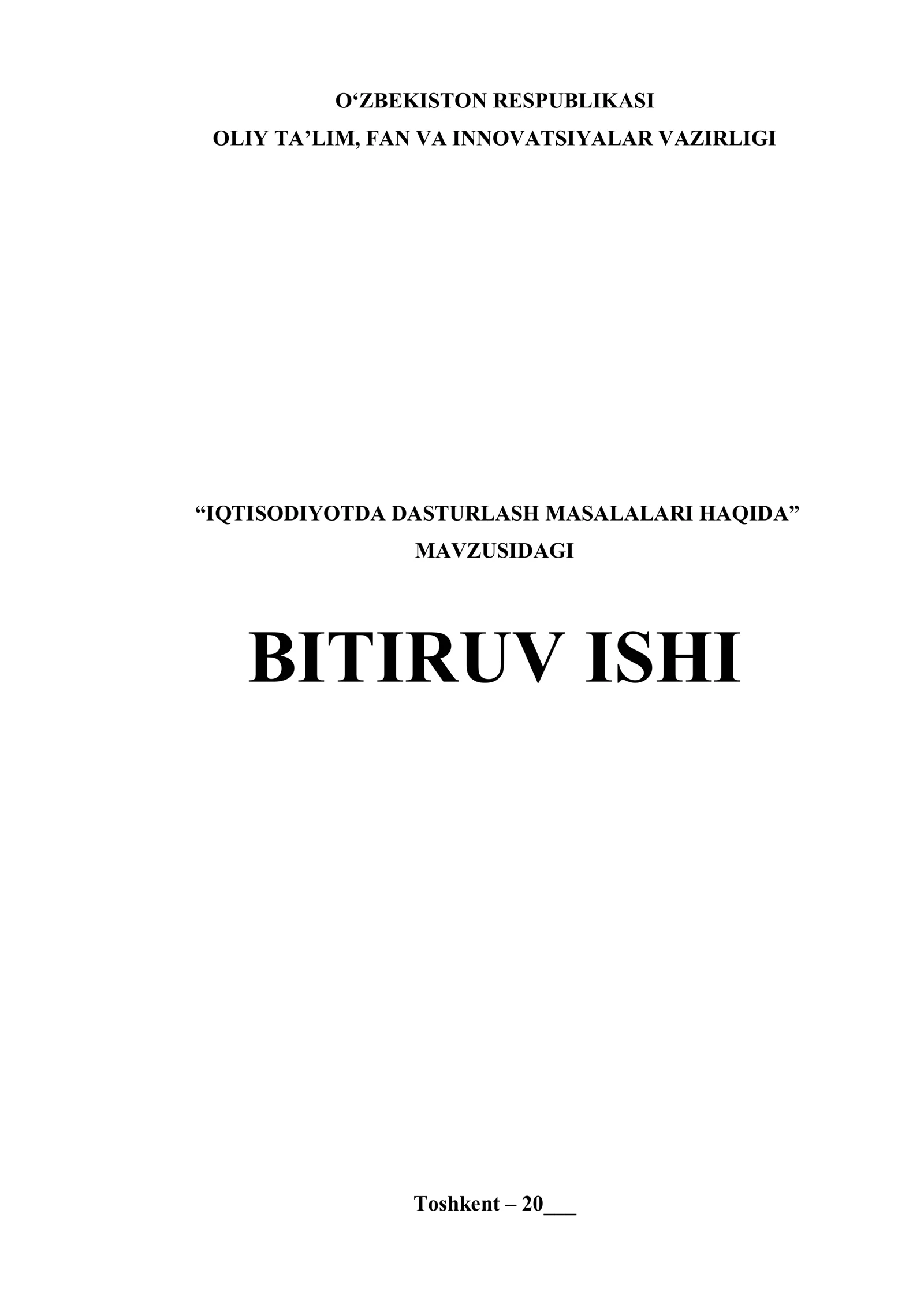 IQTISODIYOTDA DASTURLASH MASALALARI HAQIDA