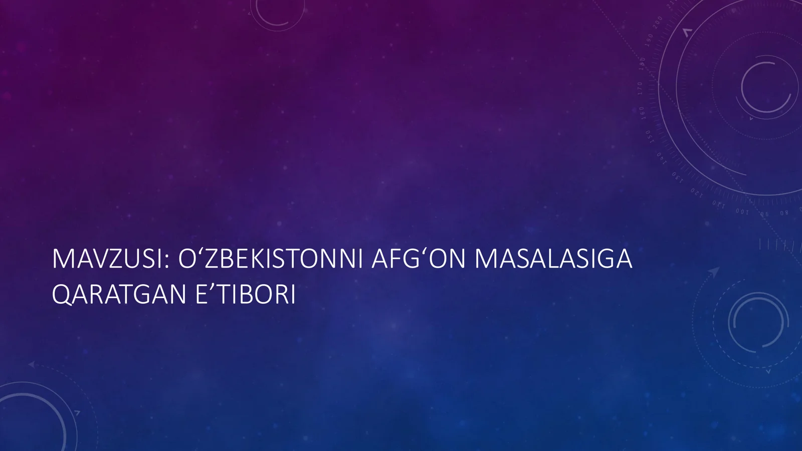 OʻZBEKISTONNI AFGʻON MASALASIGA QARATGAN EʼTIBORI