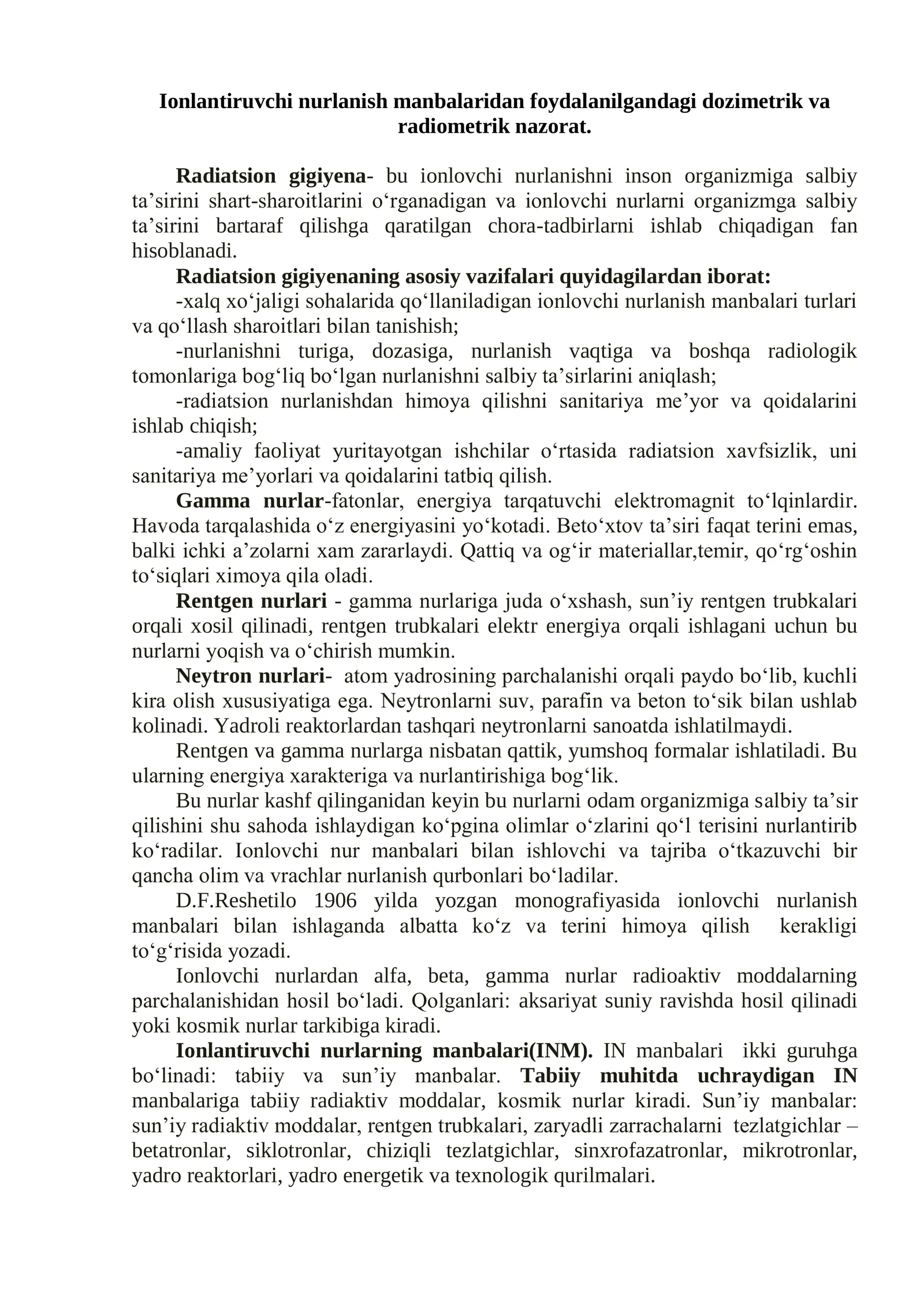 Radiatsion Gigiyena