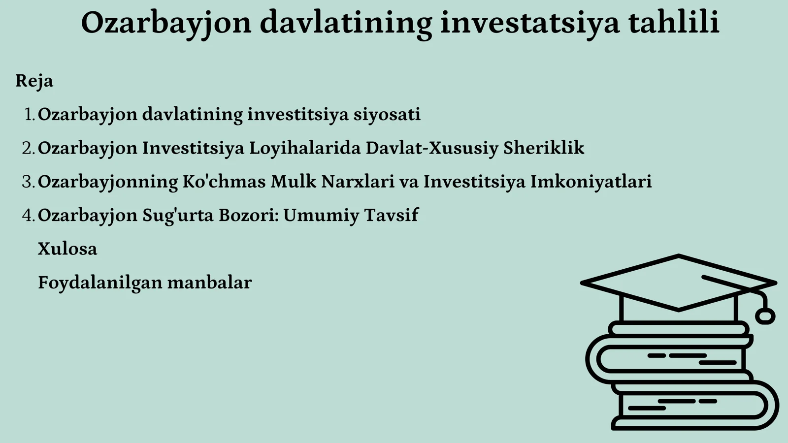 Ozarbayjon davlatining investitsiya siyosati