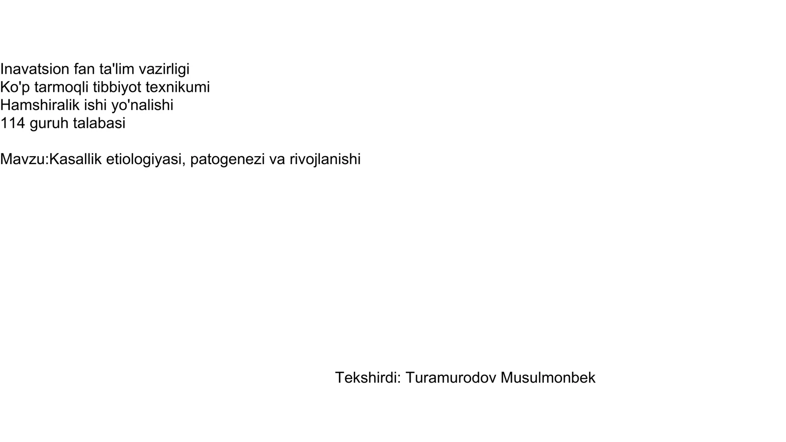 Turamurodov Musulmonbek