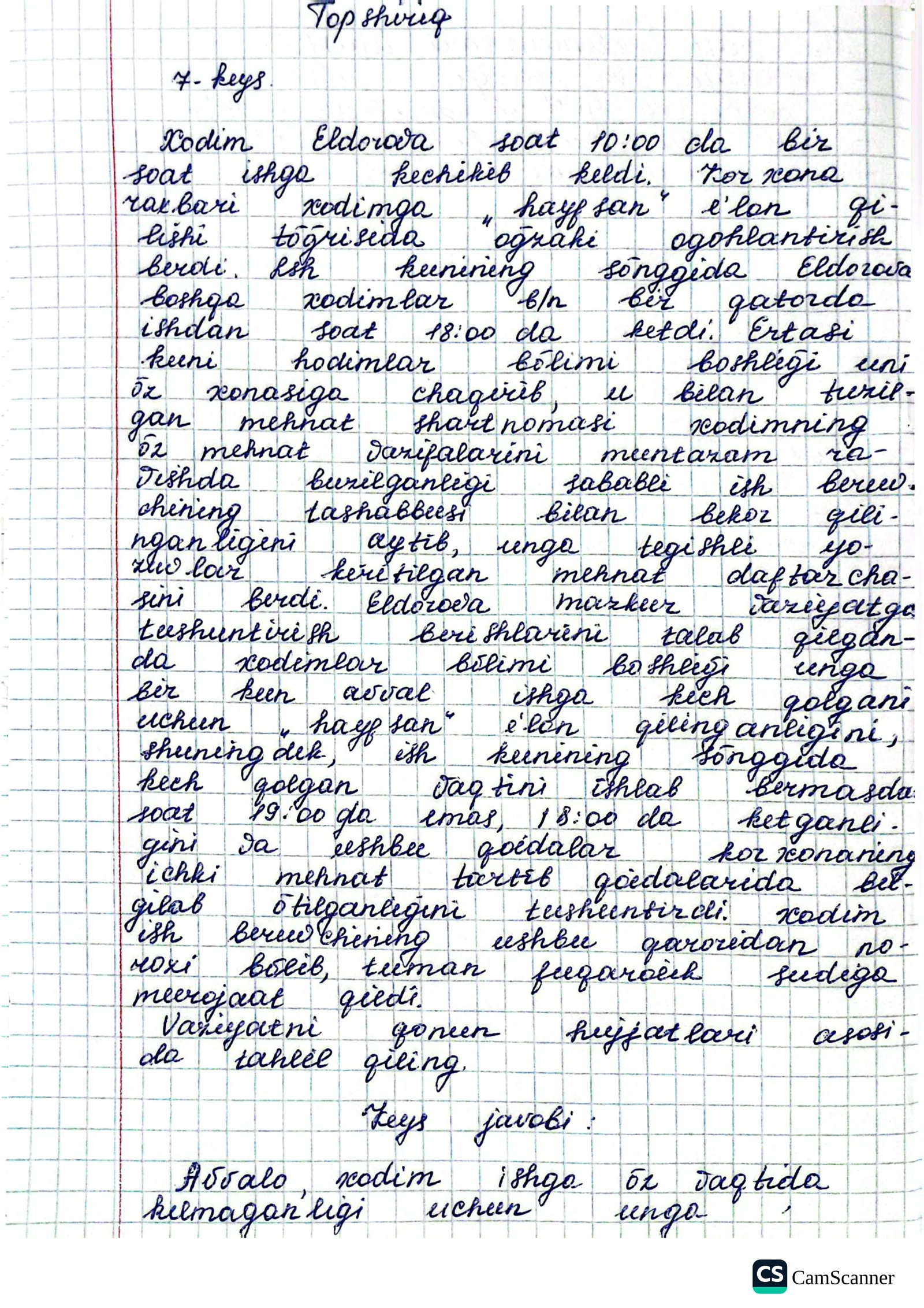 Mehnat qonunchiligiga oid real keys
