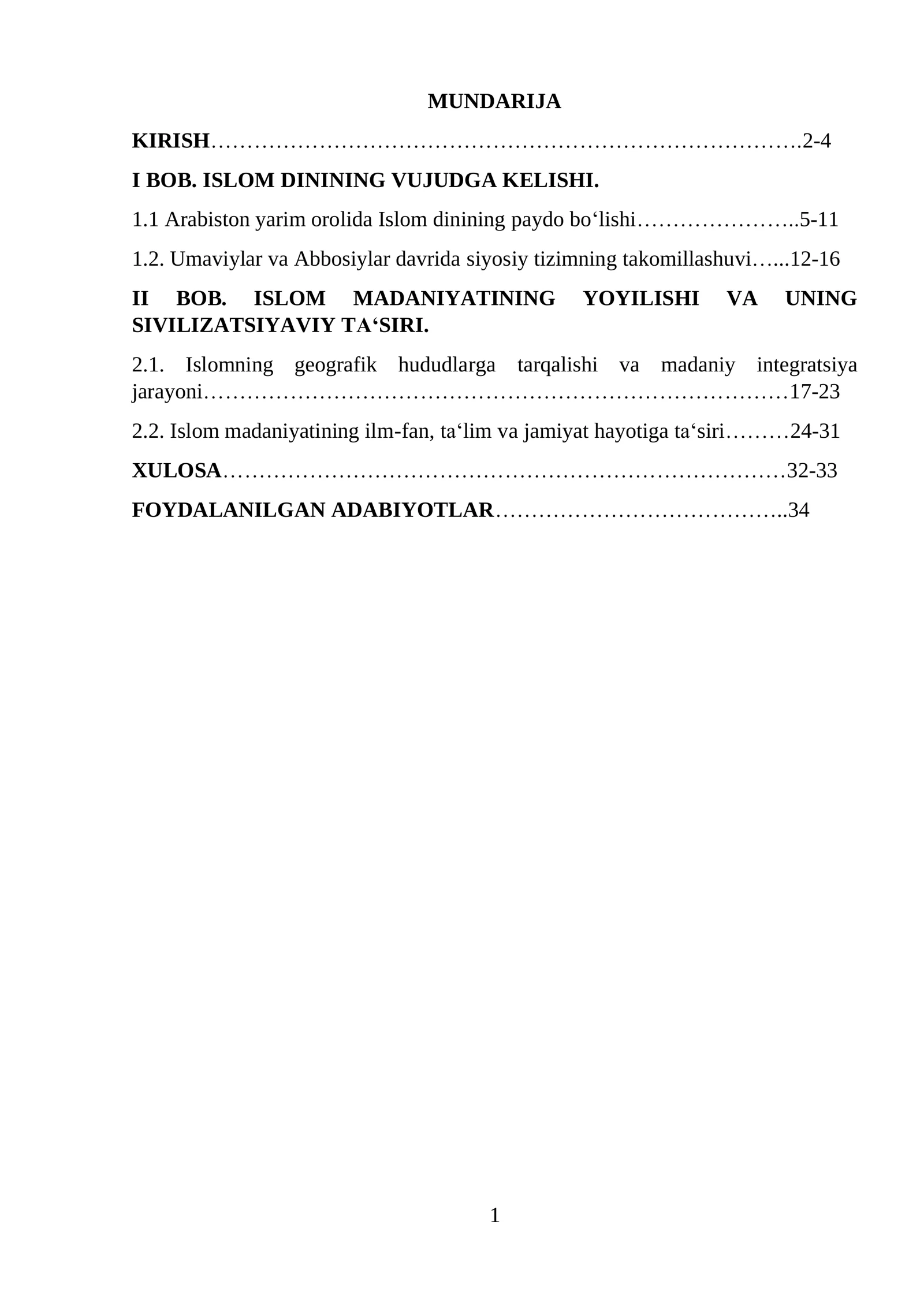 ISLOM MADANIYATINING YOYILISHI VA UNING SIVILIZATSIYAVIY TA‘SIRI