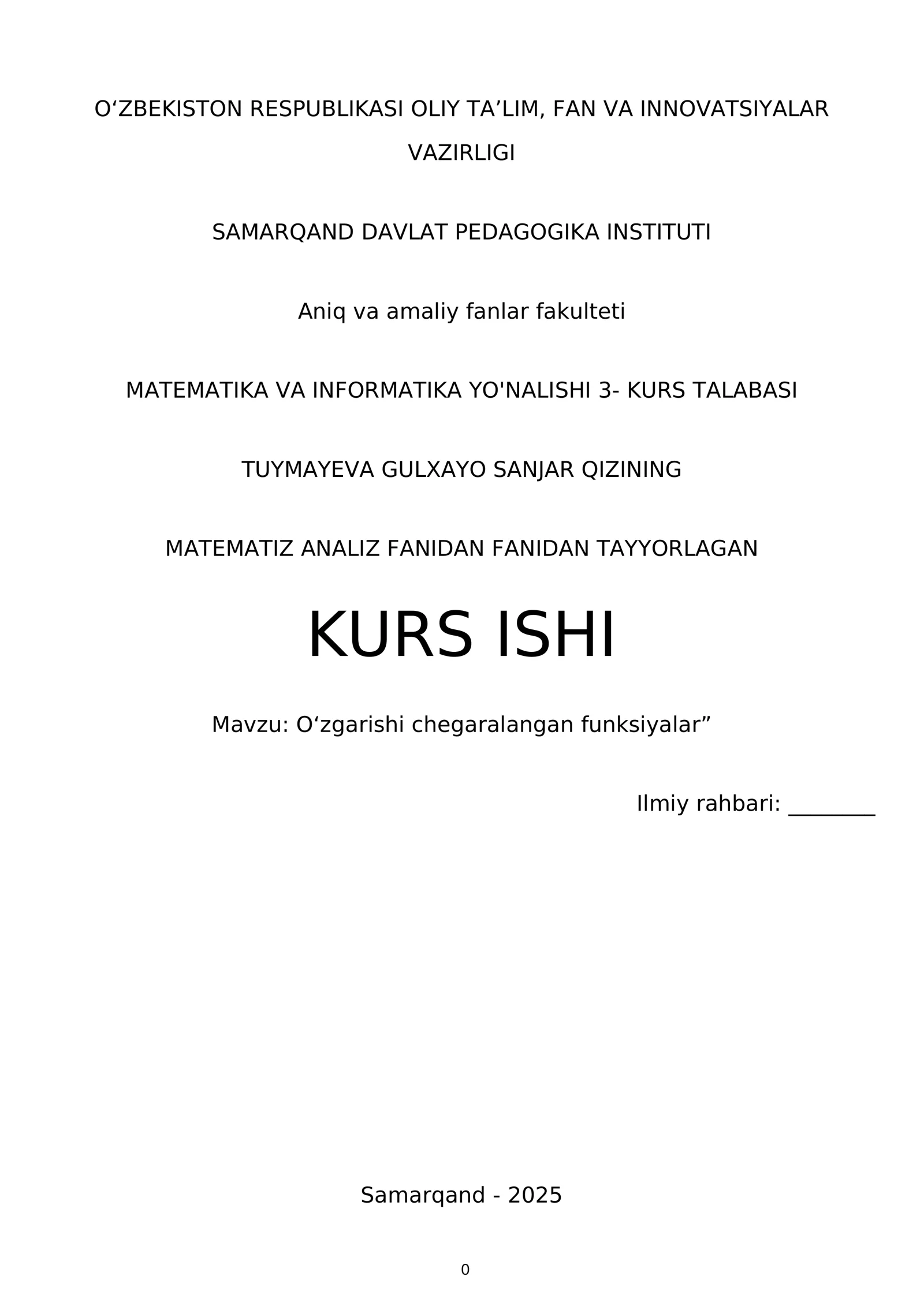 MATEMATIZ ANALIZ FANIDAN FANIDAN TAYYORLAGAN KURS ISHI