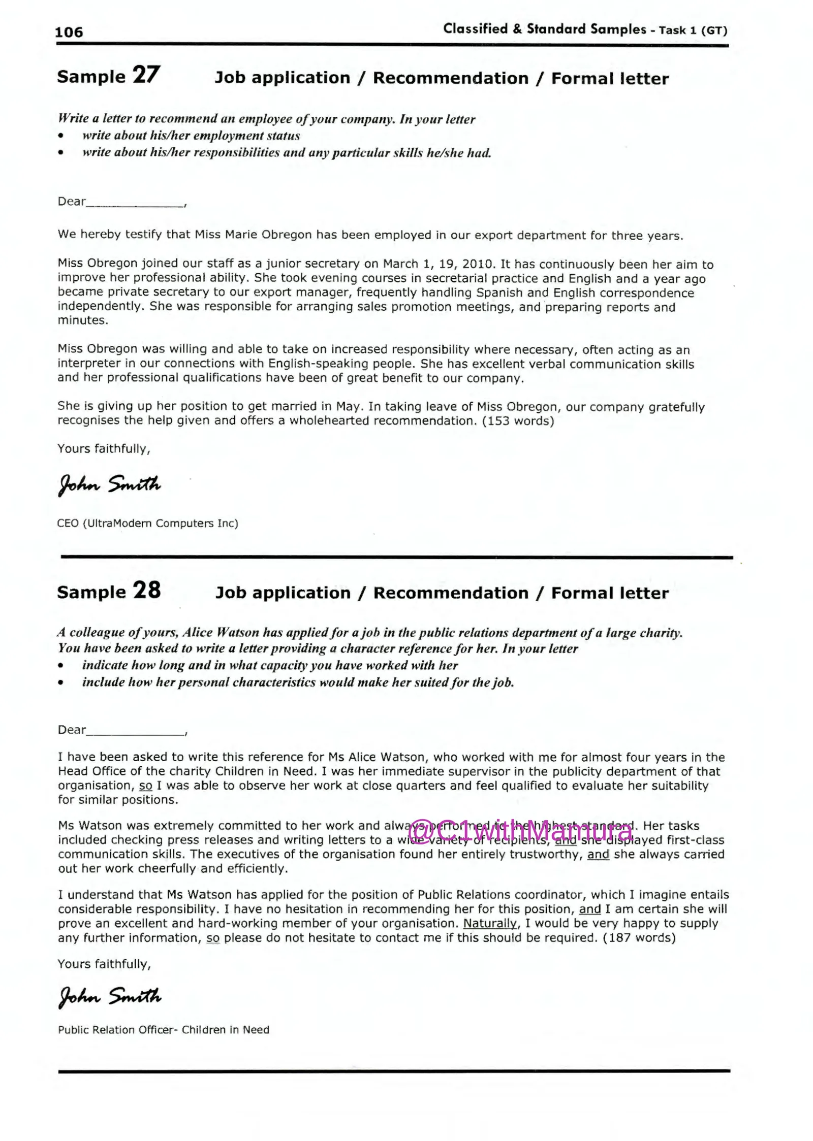 Job application I Recommendation I Formal letter