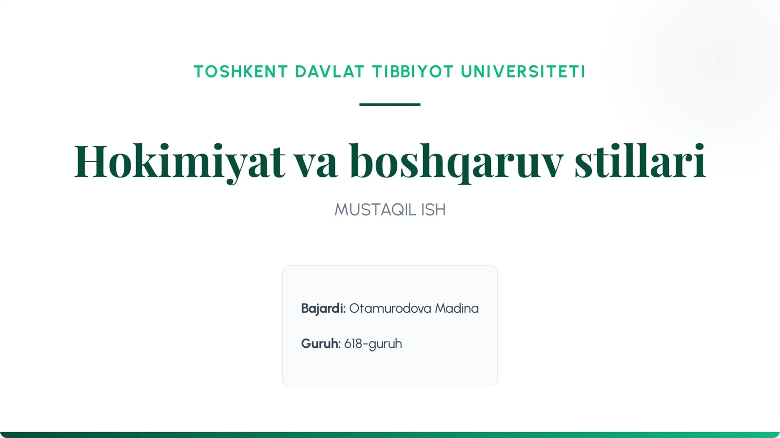 Hokimiyat va boshqaruv stillari