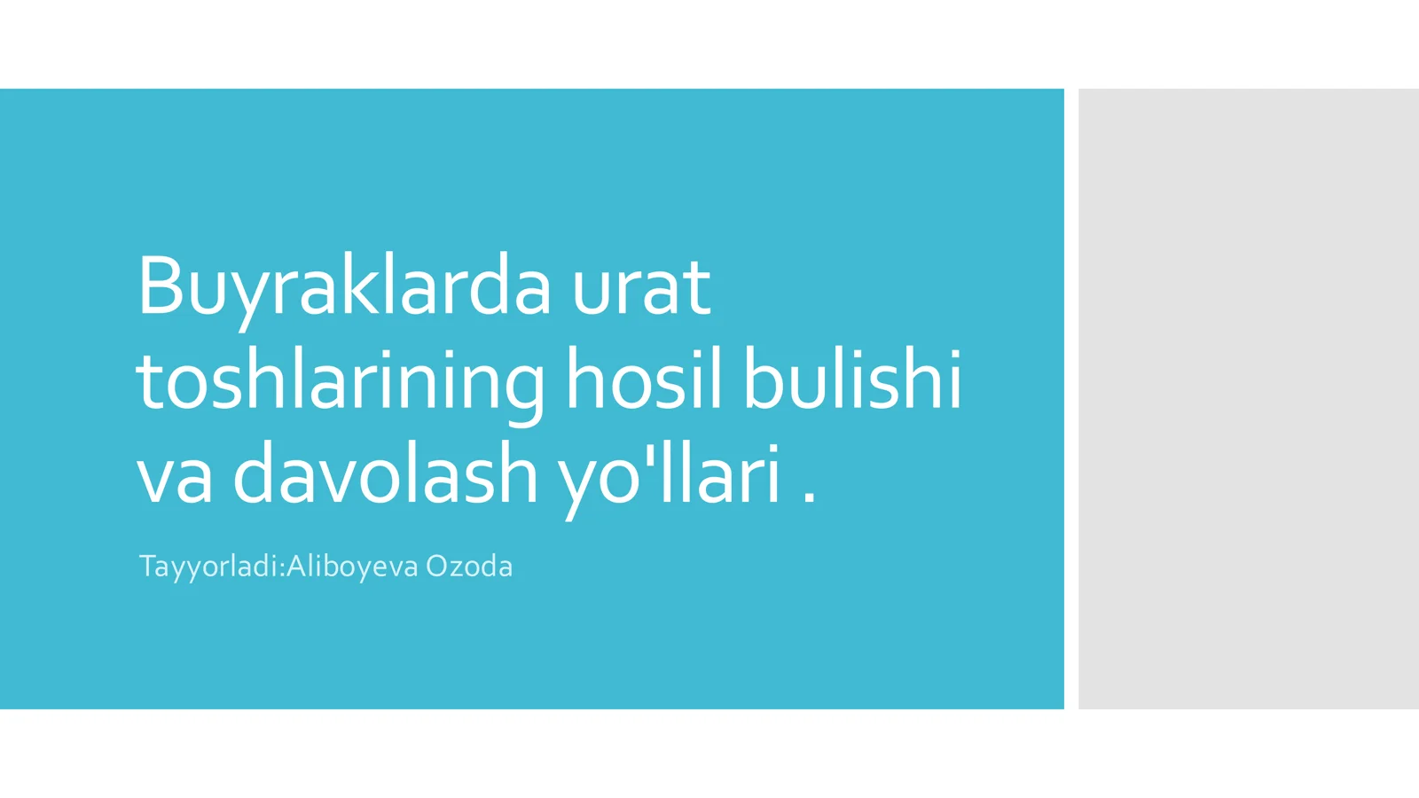 Buyraklarda urat toshlarining hosil bulishi va davolash yo'llari