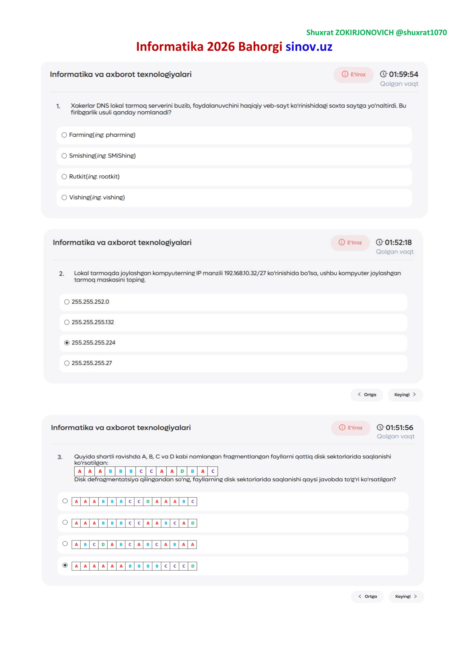 Informatika 2026 Bahorgi sinov.uz