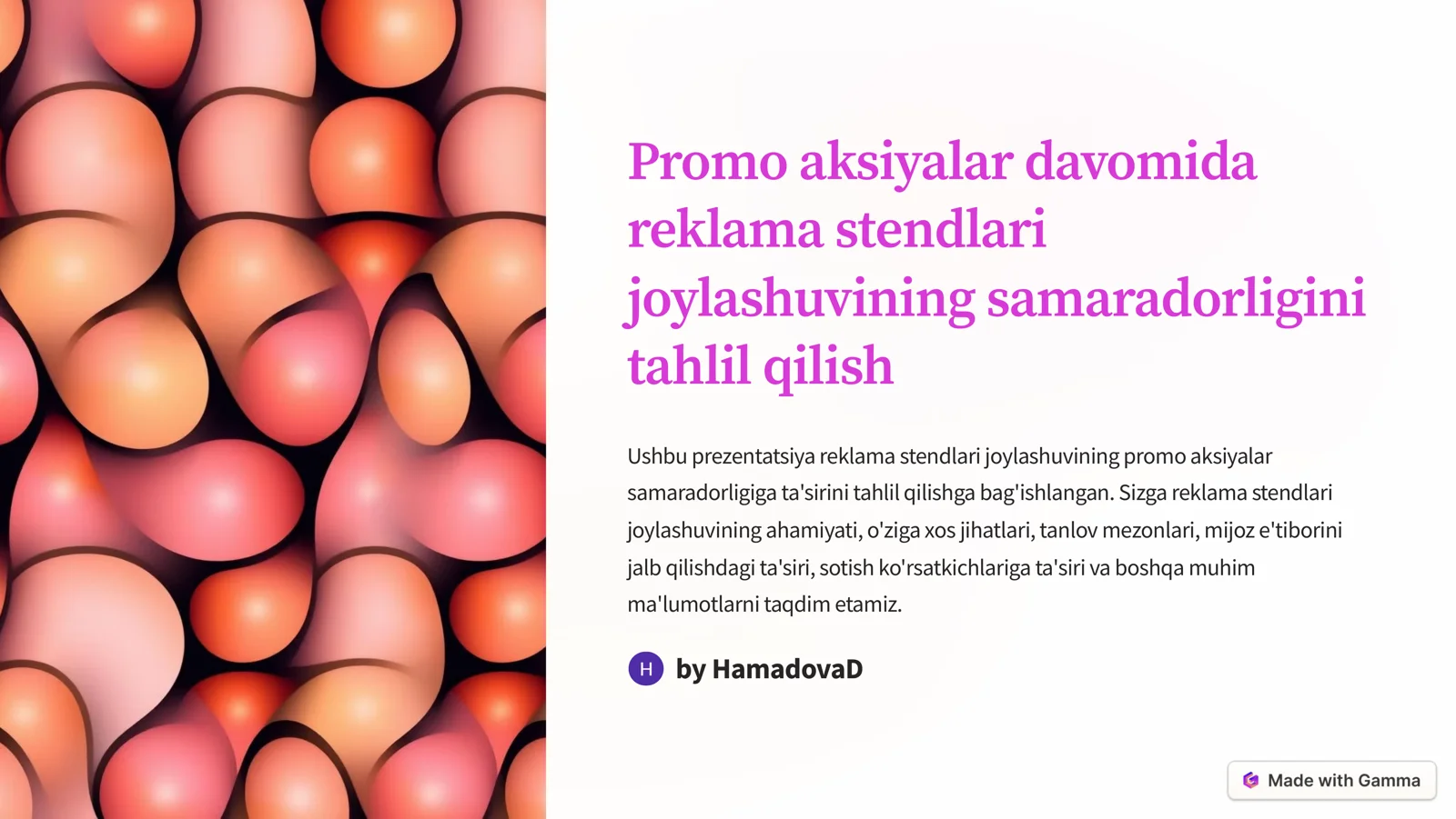 Promo aksiyalar davomida reklama stendlari joylashuvining samaradorligi
