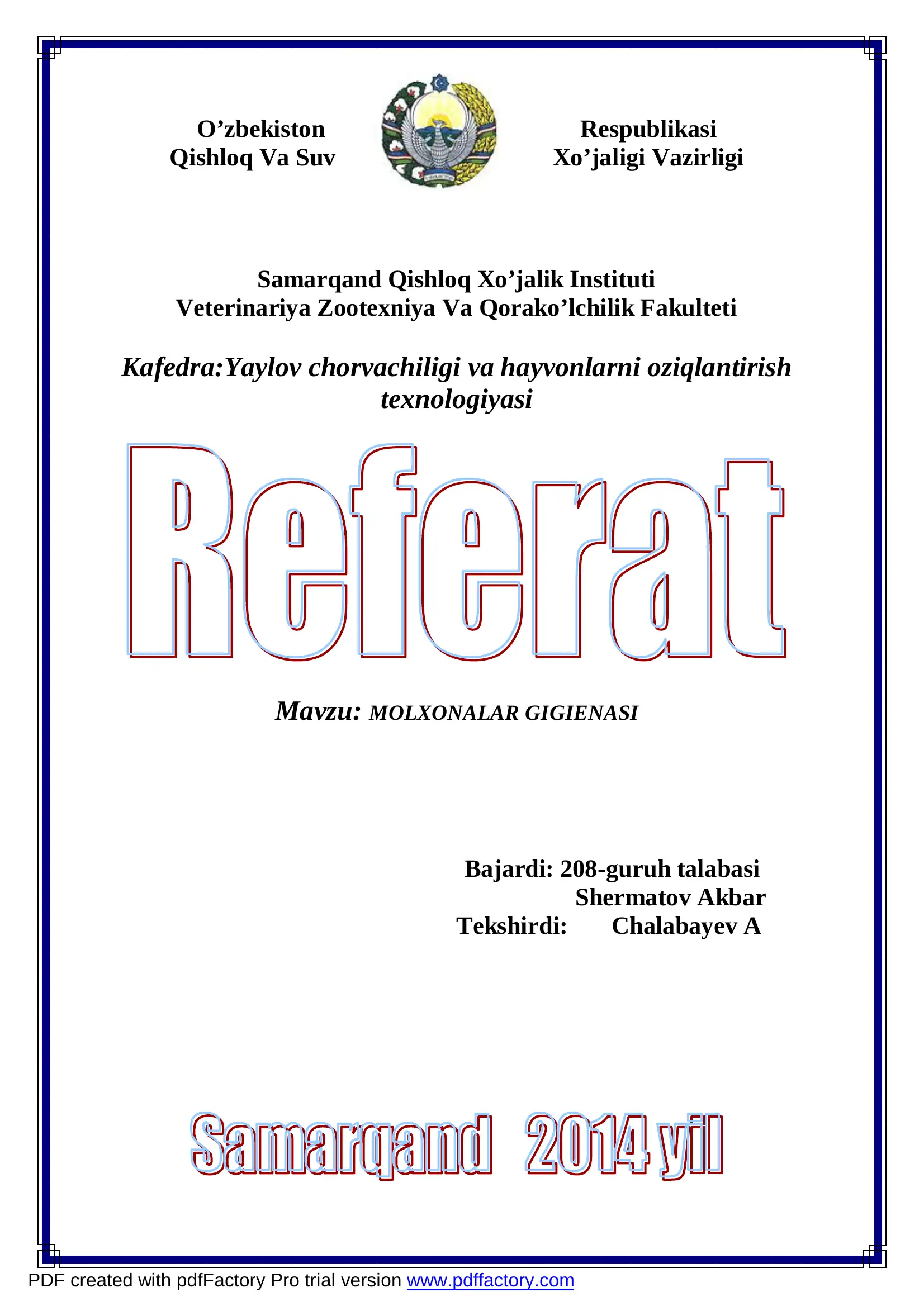 MOLXONALAR GIGIENASI