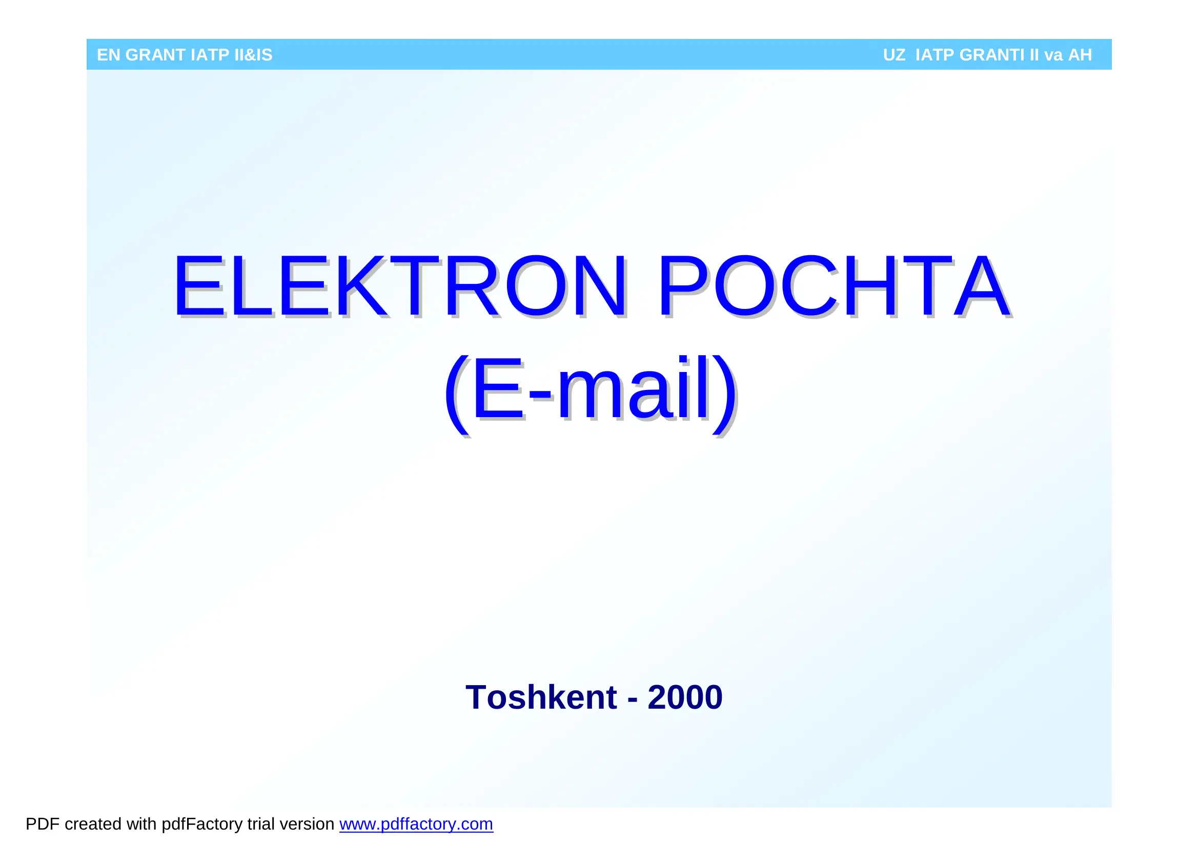 Elektron pochta (E-mail)