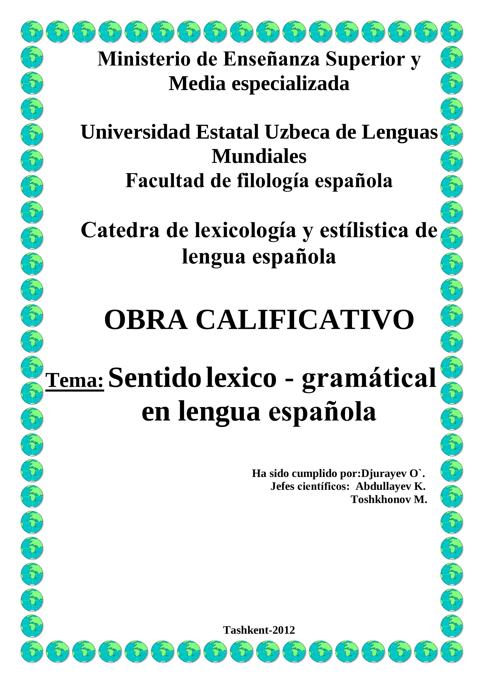 Sentido lexico - gramátical en lengua española