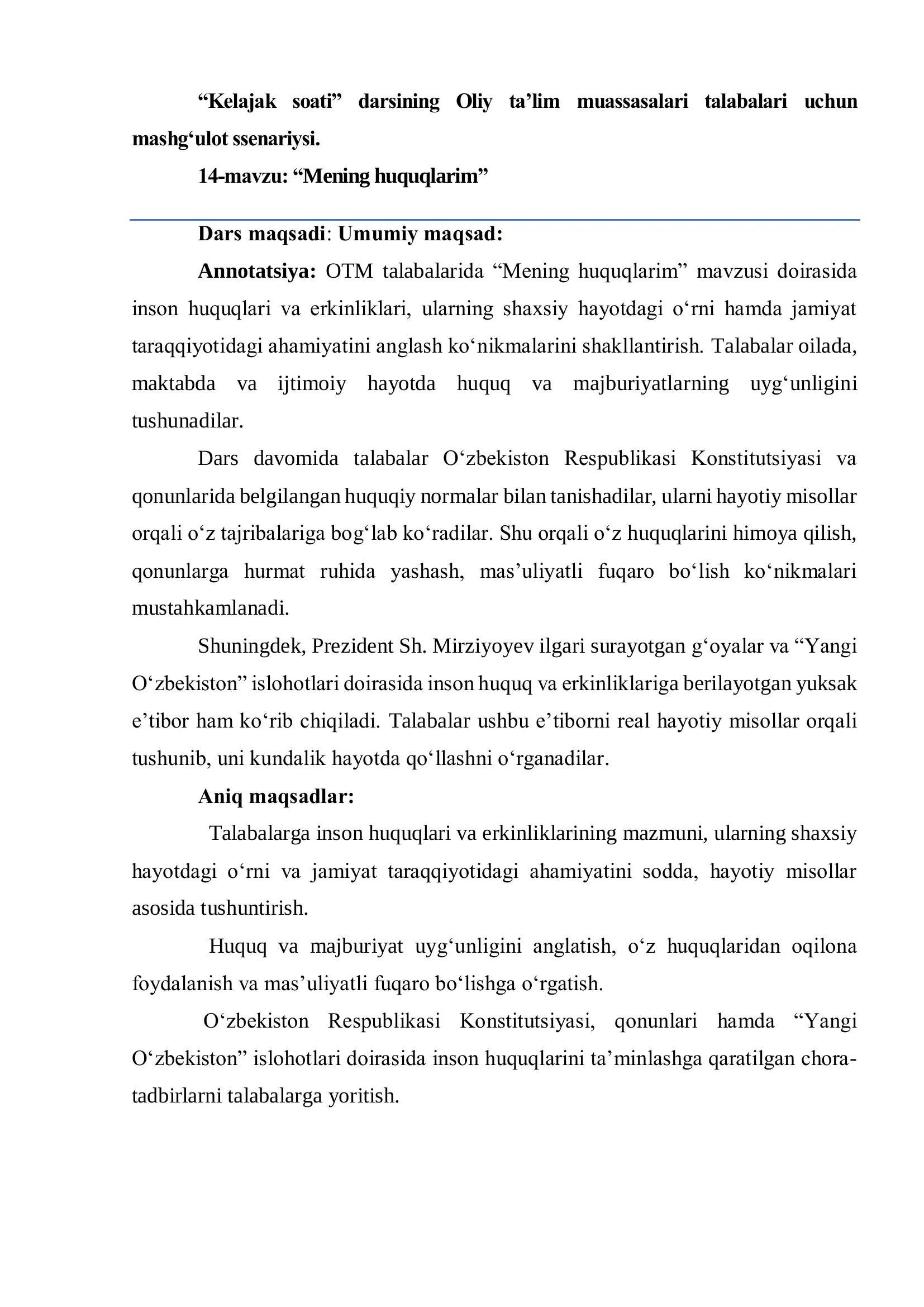 “Mening huquqlarim”